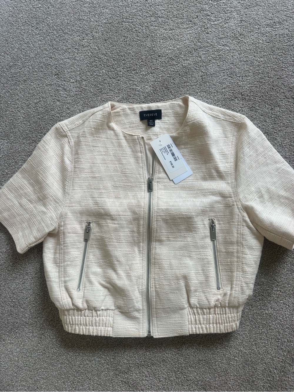 NWT Evereve Billie Textured Bomber. XS
